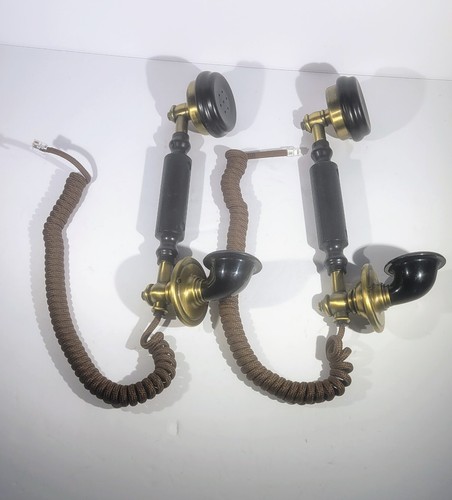 (2) Steampunk Brass & Bakelite-Style Phone Receivers w/ RJ11 – Retro Handsets