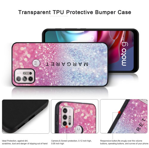 Glitter Personalised Name Phone For Motorola Moto G14 G84 G54 E14 G85 Case Cover - Picture 56 of 102