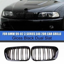 Gloss Black Front Kidney Grill Grille For BMW E46 M3 328i 325Ci 330Ci 1999-2001