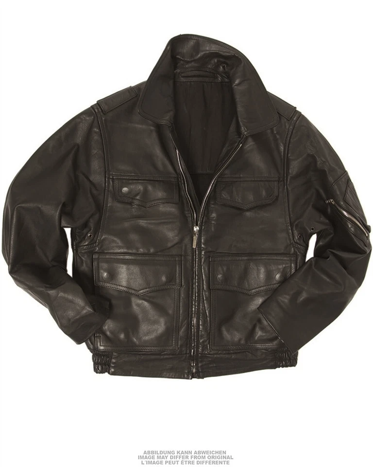 Polizei Lederjacke Motoradjacke Blouson Jacke schwarz Echt Leder gebr. - Bild 1 von 1