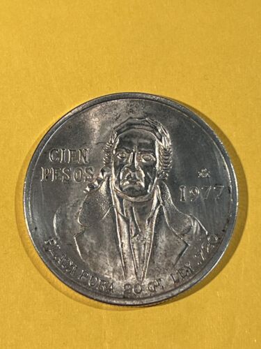 1979 Mo Mexico 100 Pesos Silver Mexican Large Coin ESTADOS UNIDOS MEXICANOS - Picture 1 of 2