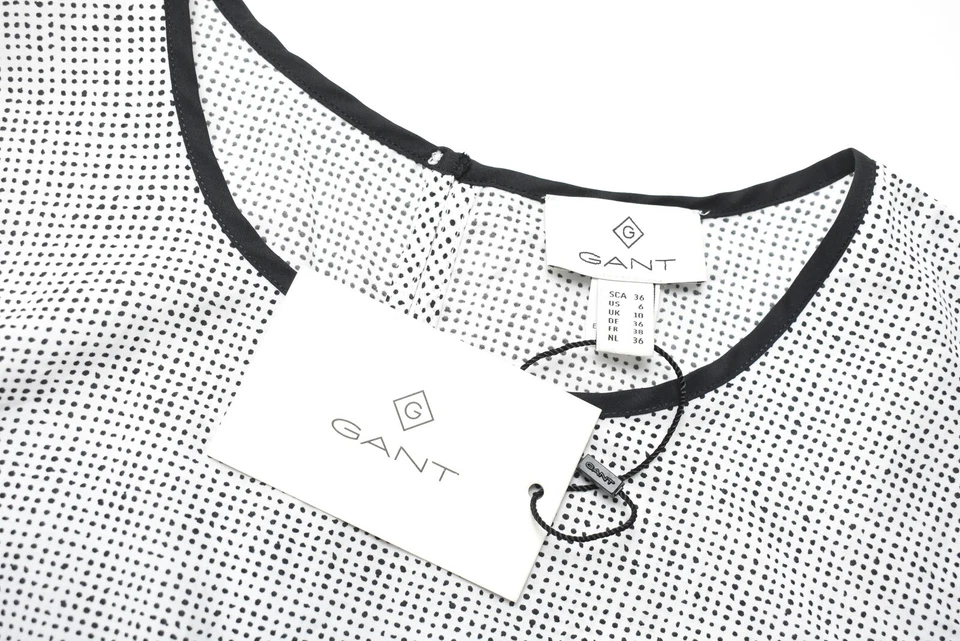 Camiseta para mujer GANT algodón seda estampado puntos Reino Unido 10 sin mangas cuello redondo Foto 4 de 4