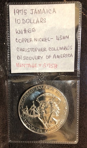 1975 JAMAICA 10 DOLLARS UNCIRCULATED COPPER NICKEL COIN-45MM-KM#66-MINTAGE=5,758 - Picture 3 of 4