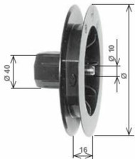 PULEGGIA TAPPARELLE MINI PLASTICA INFISSI PALO 40MM D.190 CON PERNO D.10 