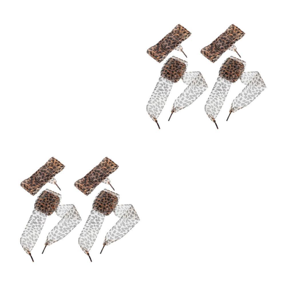 APL 4 Paia di Lacci Piatti con Motivo Leopardato per Scarpe da Ginnastica Uomo 