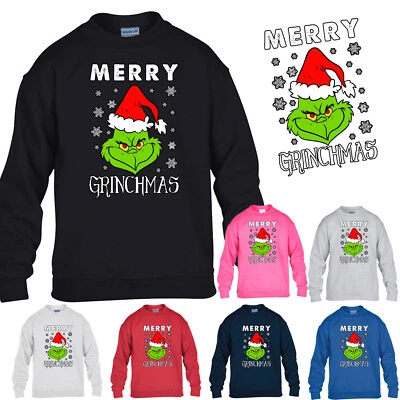 Grinch Boys Xmas Tree Merry Christmas Novelty Festive Funny Gift Girls Jumper