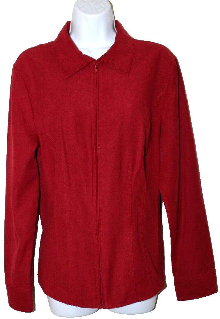 Sonoma Life+Style Womens Soft Full Zip Jacket Scarlet Red Lightweight