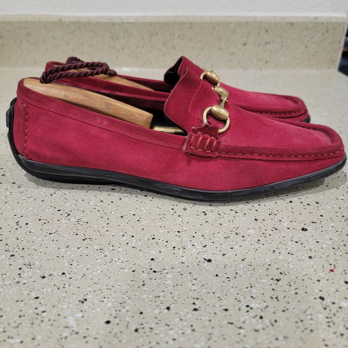 Gucci men s Red Suede Horsebit Loafer Size 7 B very tight eBay