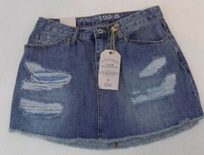 Vanilla Star Women's Size 9 Blue Denim Distressed Style Mini Skirt Vintage NWT