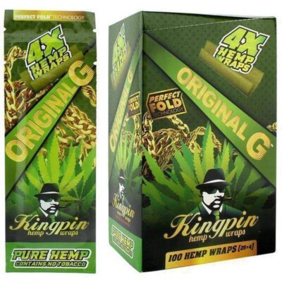 1 x Box = 100 Wraps Kingpin  Hemp Wraps ORIGINAL G aromatisiert aus Hanf 