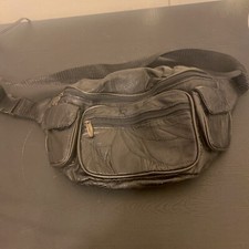 Vintage Retro 90s Tinder Black Patchwork Hip Bag Fanny Pack 5 Compartments