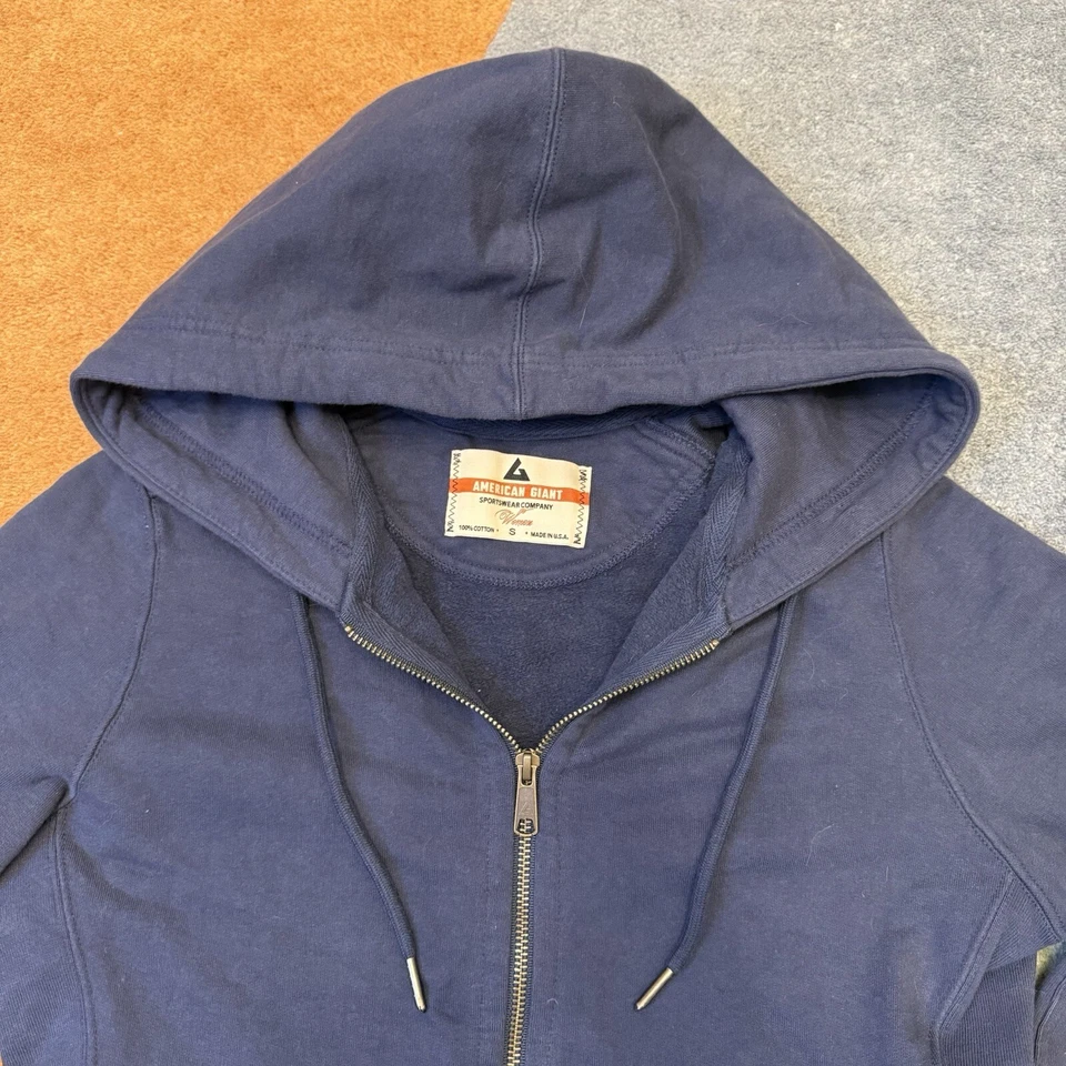 Sudadera con Capucha American Giant Cremallera Peso Pesado Hecha en EE. UU. Azul Para Mujer S Foto 4 de 4