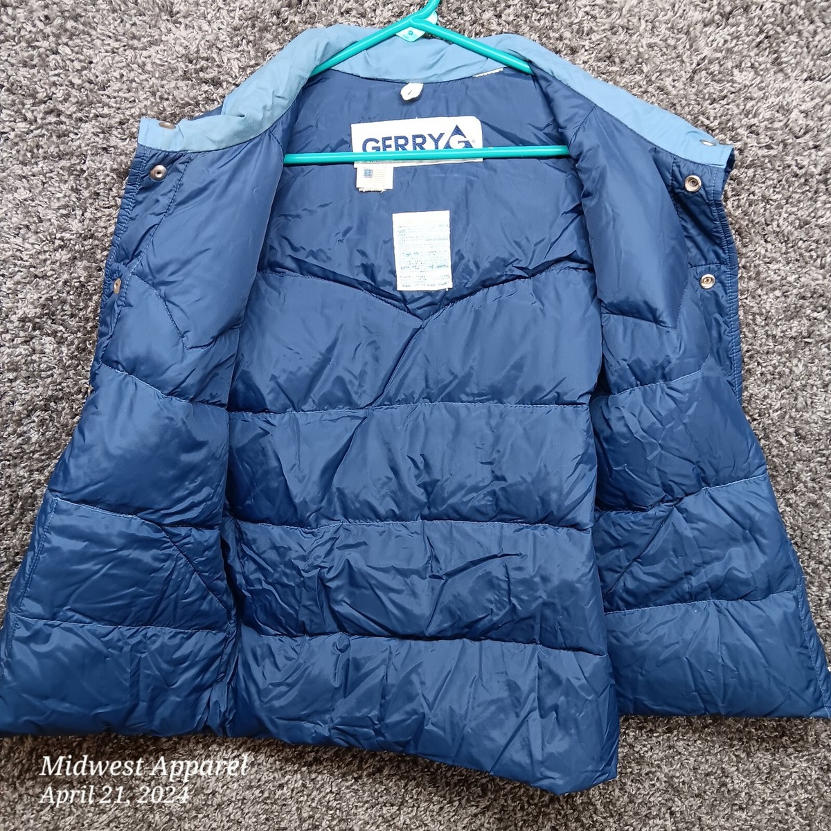 Vintage Gerry Goose Down Puffer Vest Men Medium Blue Snap Vintage Gerry Goose Down Puffer Vest Men Medium Blue Snap