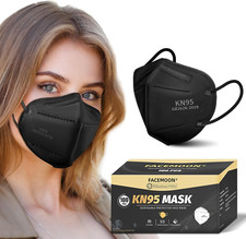 KN95 Face Masks Black Adults - 100 Pack KN95 Disposable Comfortable 5-Layer S...