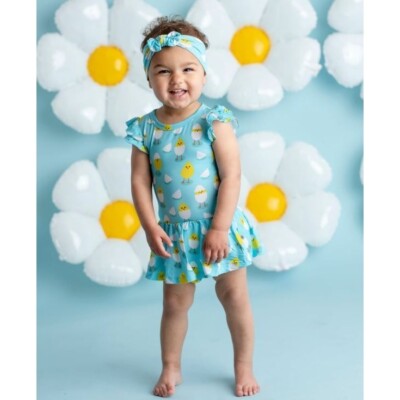 Little Bum Bums Chick Magnet Ruffle Dress Cap Sleeve Snug-fit Bodysuit 6-12 NWT