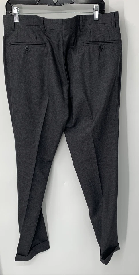 Pantalones de vestir con puños gris oscuro Luigi Borrelli Napoli para hombre talla 54 Foto 2 de 4