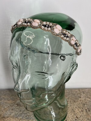 Vintage Handmade Deepa Gurnani Silver Rhinestone & Pearl Headband bridal NWOT Deepa Gurnani Crystal Faux Pearl Headband main image 4