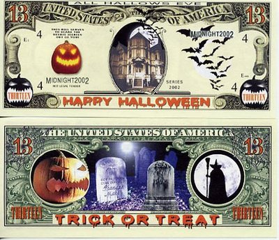 Halloween 13 Dollar Bill Play Funny Money Novelty Note + FREE SLEEVE