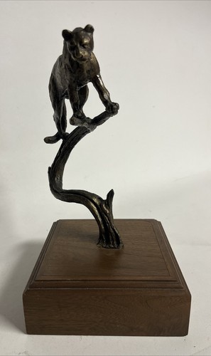 Vintage Wally Shoop Bronze 12" Cougar Puma Panther Mountain Lion 7/30 Statue Art - Bild 5 von 7