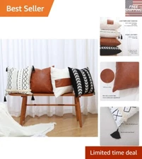 18x18 Decorative Pillow Covers Set of 4 - Modern Farmhouse Geometric Style