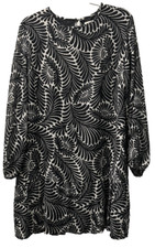 Loft Dress Size LP Fern Swing Lined Sheer Long SL Keyhole Closure w/Buttons