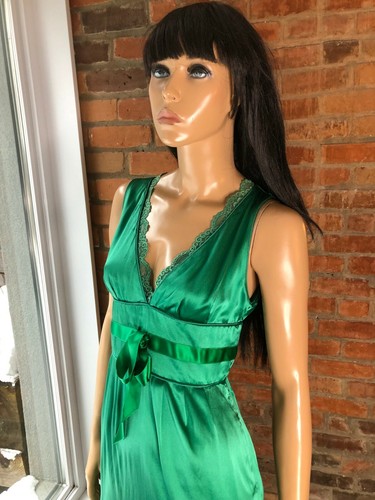 Para morir por FLAVIO CASTELLANI Hecho en Italia Verde Esmeralda Vestido Seda IT42US $299 - Imagen 6 de 12