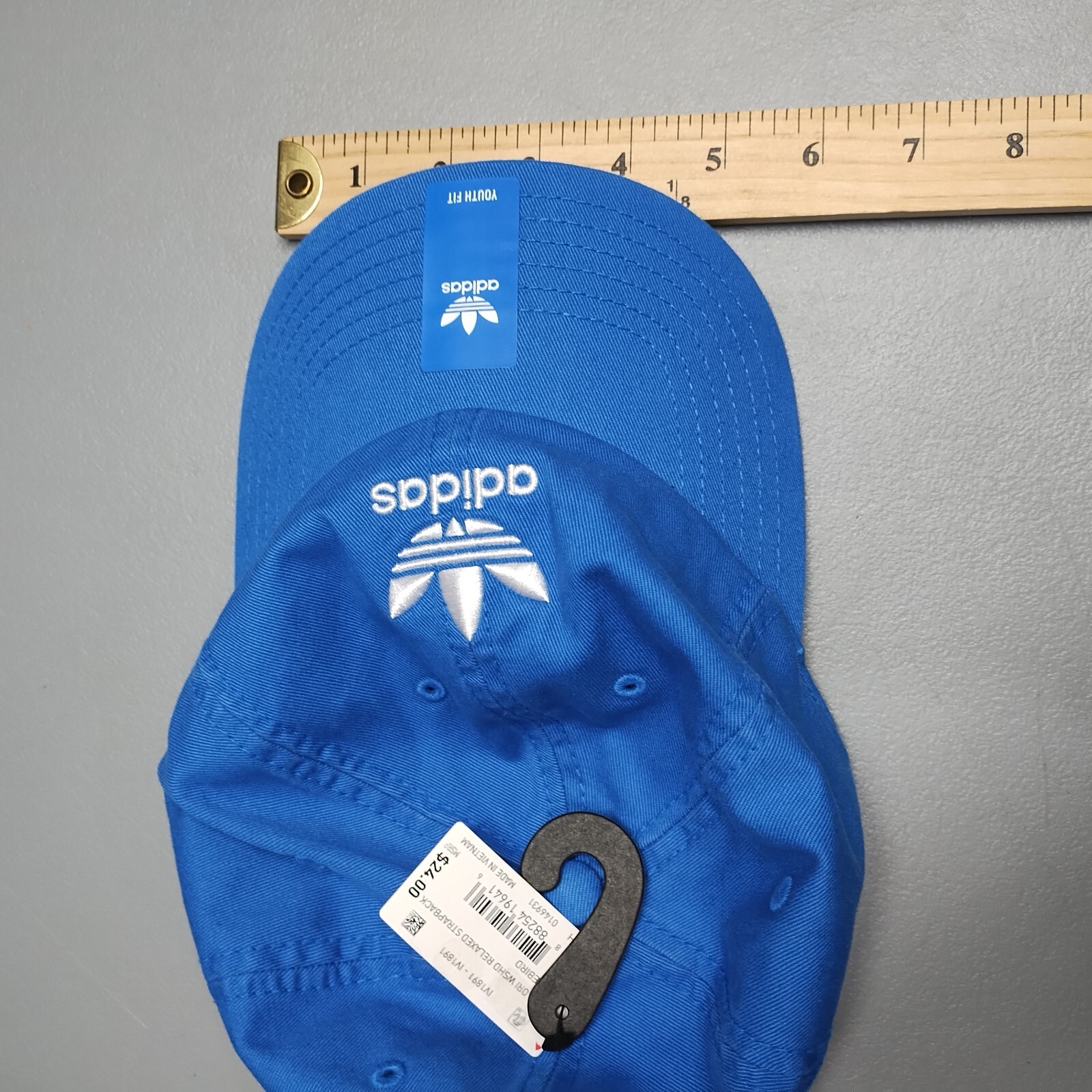 adidas Baseball Cap Youth Blue 100% Cotton Relaxed Fit Adjustable Strapback Hat