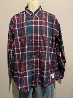 NWT Men's Vtg SALTY DOG - GANT Plaid Long Sleeve Button Down Shirt Size L