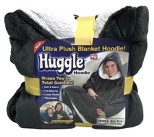 Ontel Huggle Adult Hoodie Ultra Plush Blanket Charcoal Grey One Size Fits All