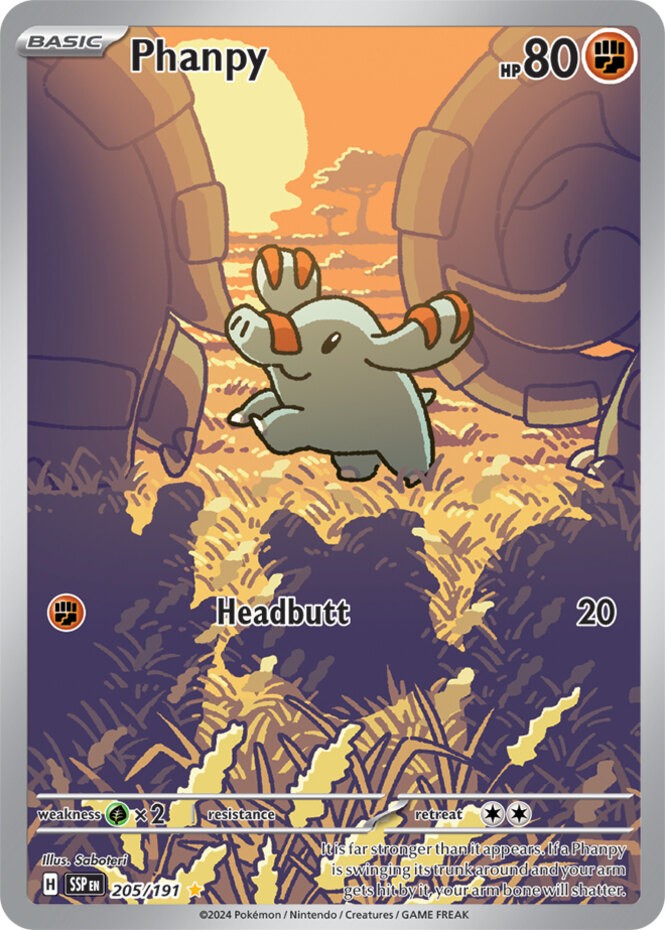 Phanpy - 205/191 - Illustration Rare - NM - Surging Sparks