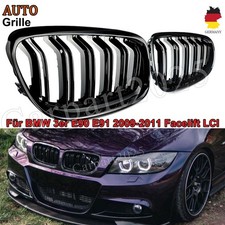 DOPPELSTEG für BMW 3ER E90 E91 LCI  KÜHLERGRILL GRILL NIEREN SCHWARZ GLÄNZEND DE
