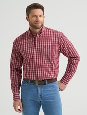 Wrangler Relaxed Fit- Burgundy Plaid - Mens Shirt - 112369440