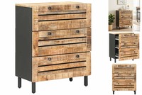 Kommode Schubladenschrank 60X33X75 Cm Massivholz Mango Natur