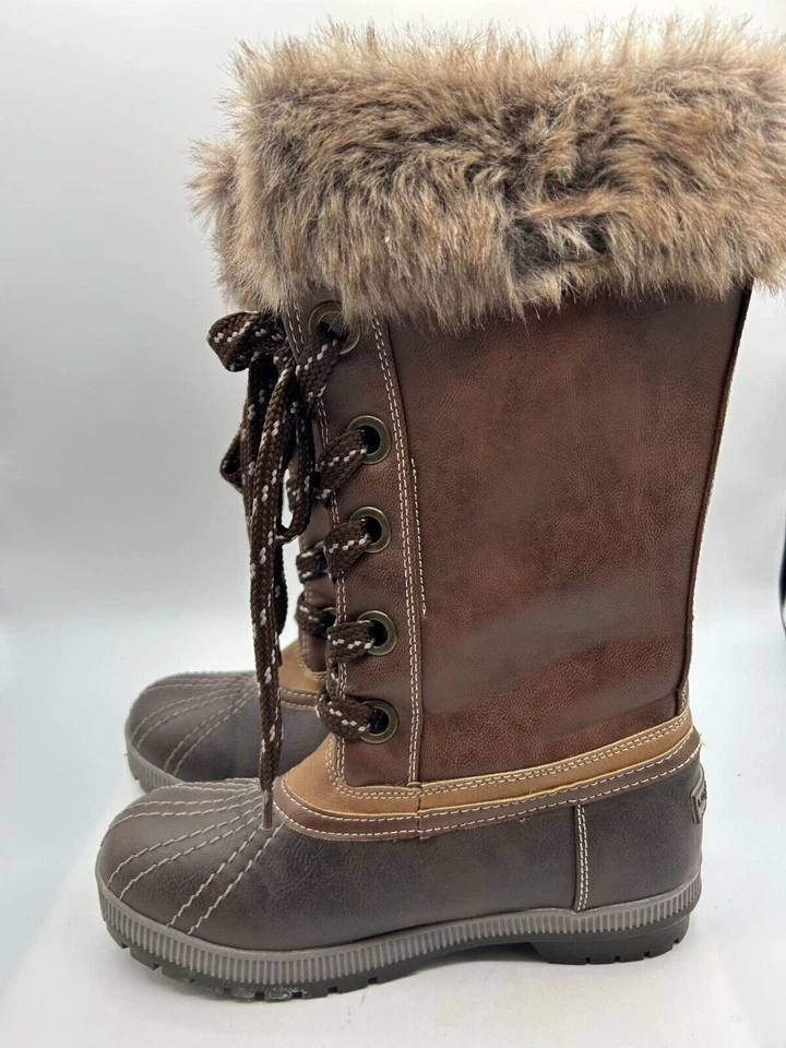 London Fog LFW-Melton 2 Winter Boot Women's Sz 8 Brown Leather Round Toe LS017 - Image 2 of 4