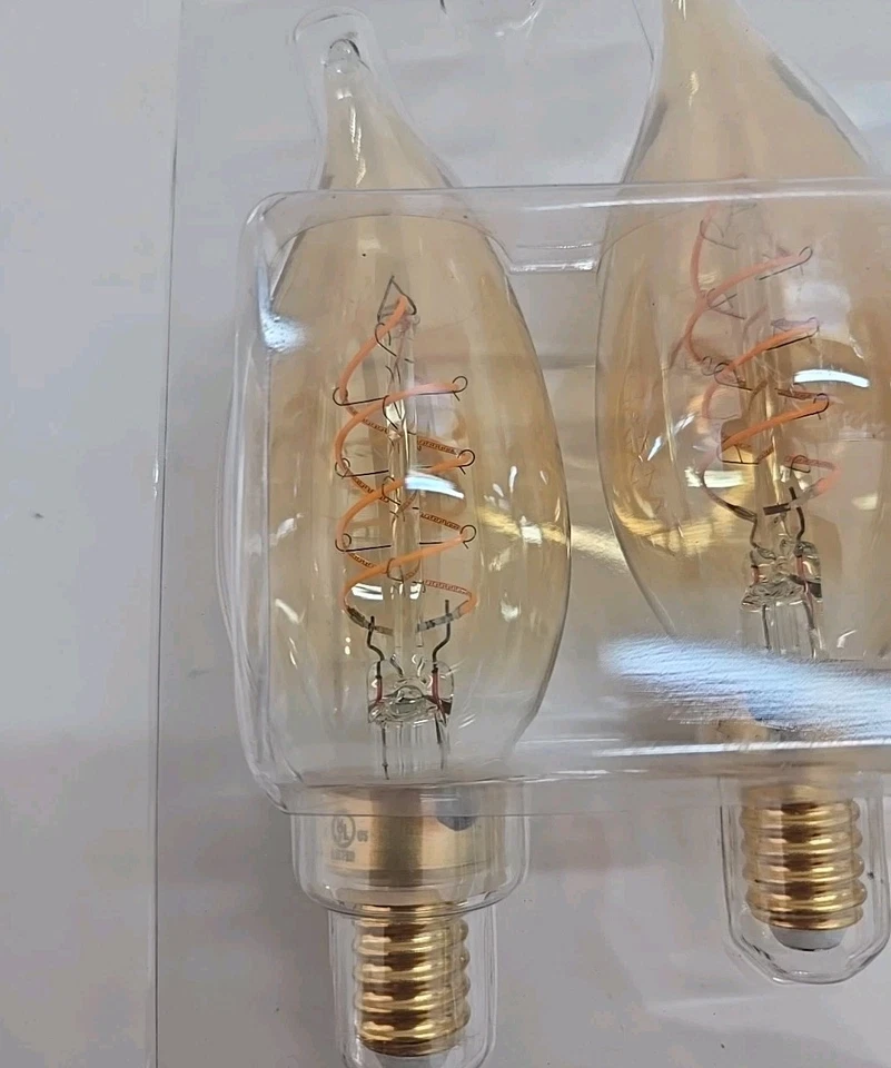 EcoSmart (3pk) 40W Bulb E12 Candelabra - Thinner Filament 2200K - AMBER (B11) - Image 3 of 4