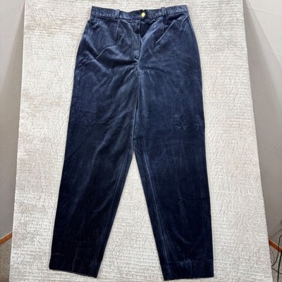 Basler Horst Basler Navy Blue Velvet Pleated Trousers High Rise Size 18/44