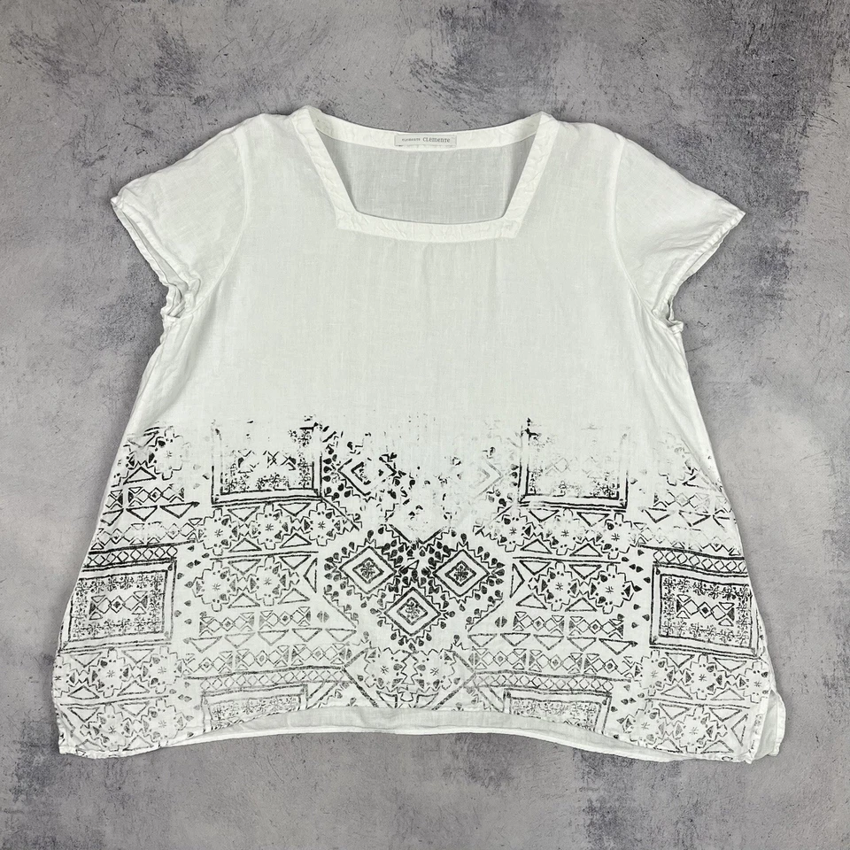 Damen Elemente Clemente Avantgarde Lagenlook Leinen Top T-Shirt Bluse Größe 3 - Bild 2 von 4