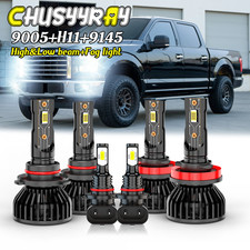 For Ford F 150 2015-2020 12000K White LED Headlight Hi Lo Beam + Fog Light Bulbs