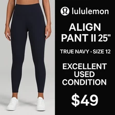 Lululemon Align Pant II 25” True Navy, Size 12