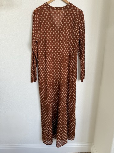 MAISON HOTEL Terracotta Block Print cotton Tiered maxi dress Size XS $249 V Neck - Bild 11 von 11