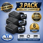 3PACK 45w USB-C Fast Wall Charger+6ft Cable For Samsung Galaxy A14 A15 A16 A17