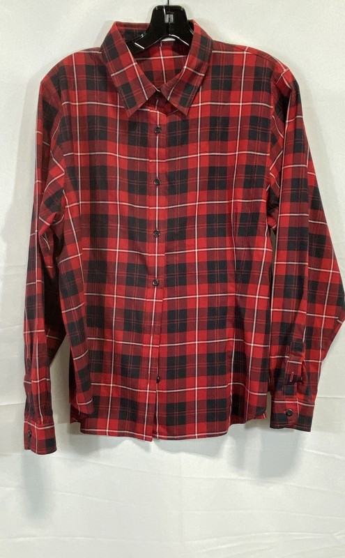 Pendleton Women's Red Plaid Long Sleeve Button Down 100% Cotton Shirt