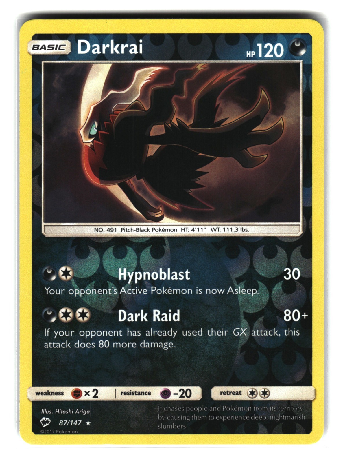 Darkrai 87/147 Holo Burning Shadows Pokemon Card