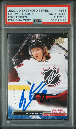 Rasmus Dahlin Signed 22-23 All Star UD Exclusives /100 PSA/DNA GEM 10 AUTO - Bild 1 von 2