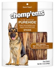 Chomp'ems Purehide Sticks Healthy Natural Rawhide Dog Chew, 12 oz