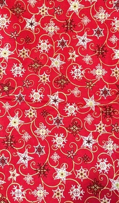 HOLIDAY MAGIC by Allison Hayward for Benartex Red w/ Stars & Snowflakes 1 yd