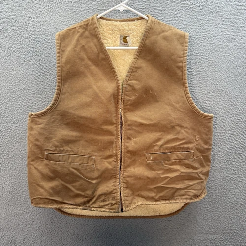 Chaleco Carhartt De Colección Para Hombres XL Lona Tostada Forrado Sherpa Ropa de Trabajo Tareas de Granero Años 90 - Imagen 1 de 14