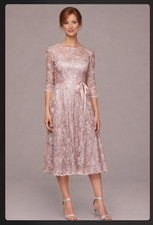Alex Evenings Rose Lace Mother Of Bride Wedding dress size 6 tea length S M NWT