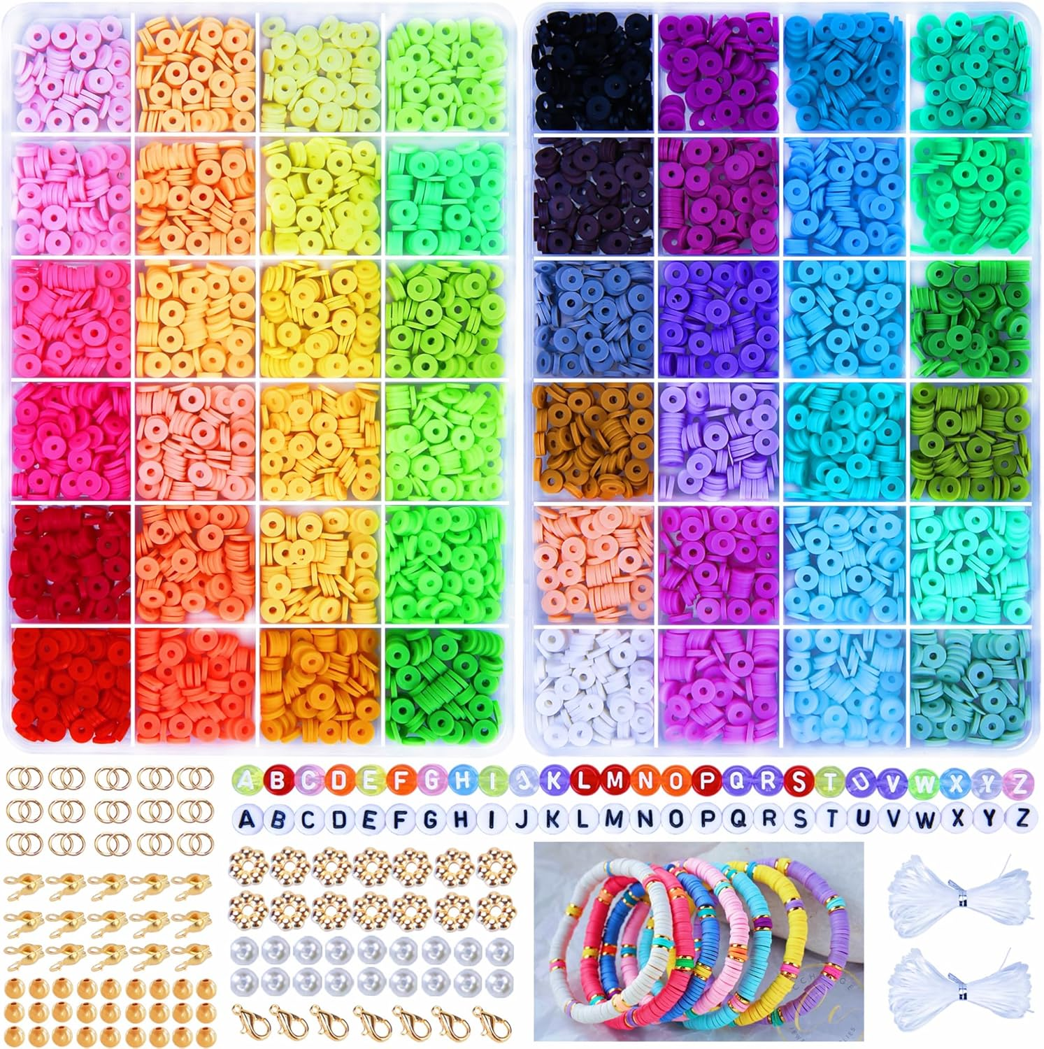 48-Color 4314PCS Polymer Clay Beads for DIY Bracelets & Jewelry Making