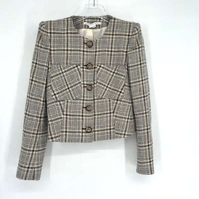 Veronica Beard Blazer Womens 4 Vohra Plaid Collarless Jacket Preppy Academia